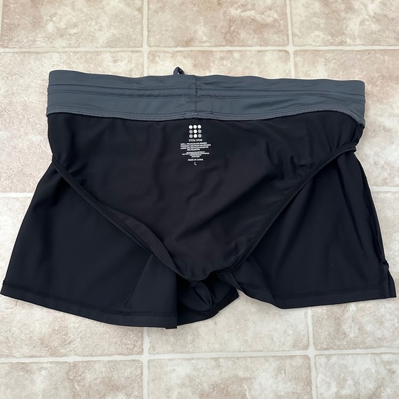Title Nine Swim Shorts Lined Black Gray Drawstring Size Large - Picture 9 of 10